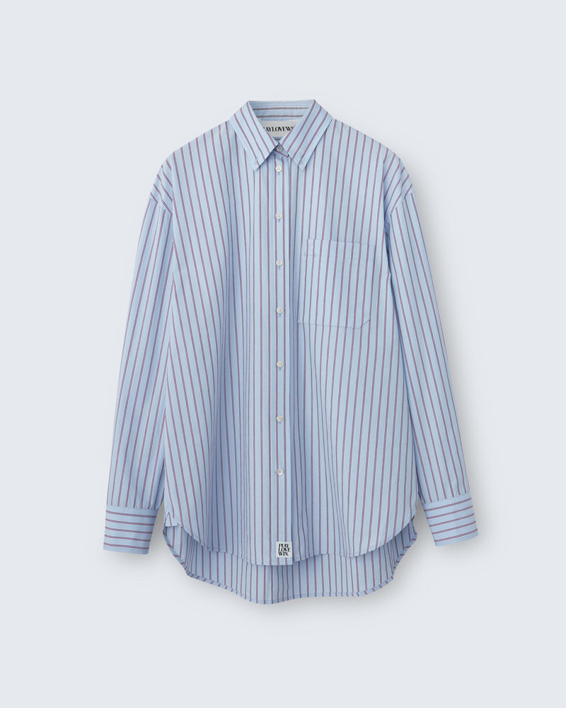 Ruba - Cotton Broadcloth in Light Blue Stripe - flat shot