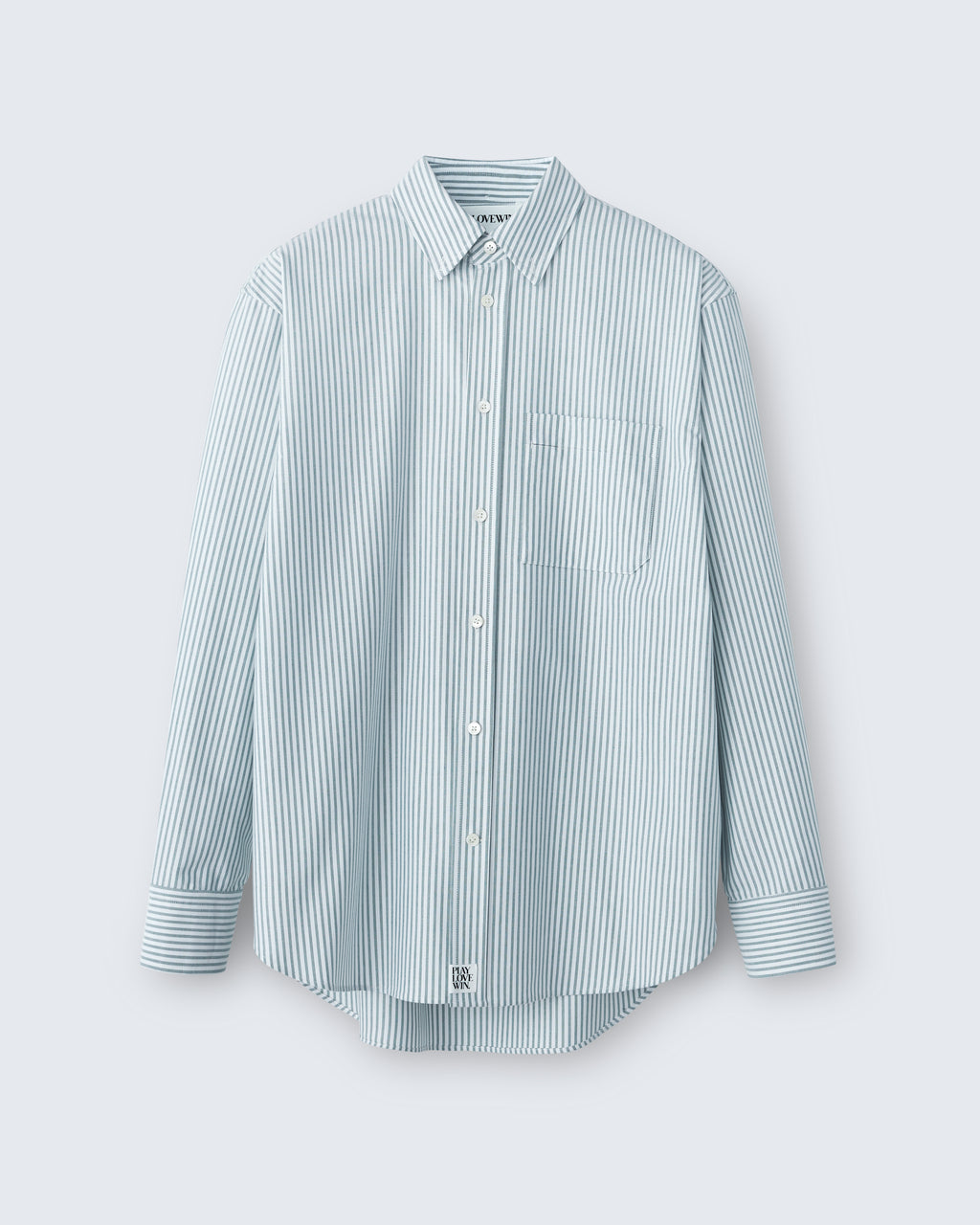 Ruba - High Twist Oxford in Green Stripe - flat shot