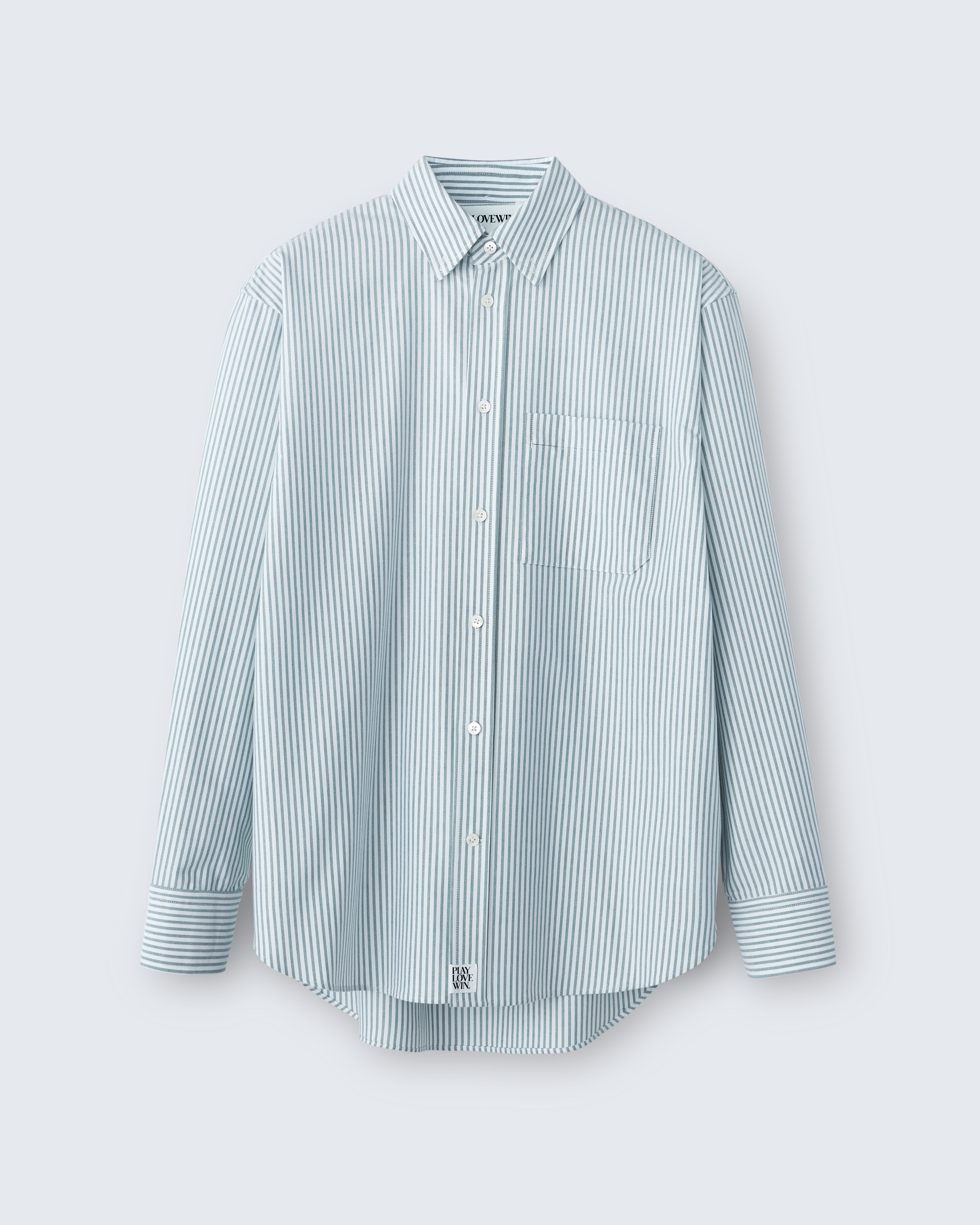 Ruba - High Twist Oxford in Green Stripe - flat shot