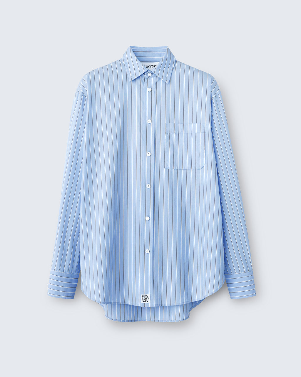 Ruba - Striped Cotton Poplin in Blue Stripe - flat shot