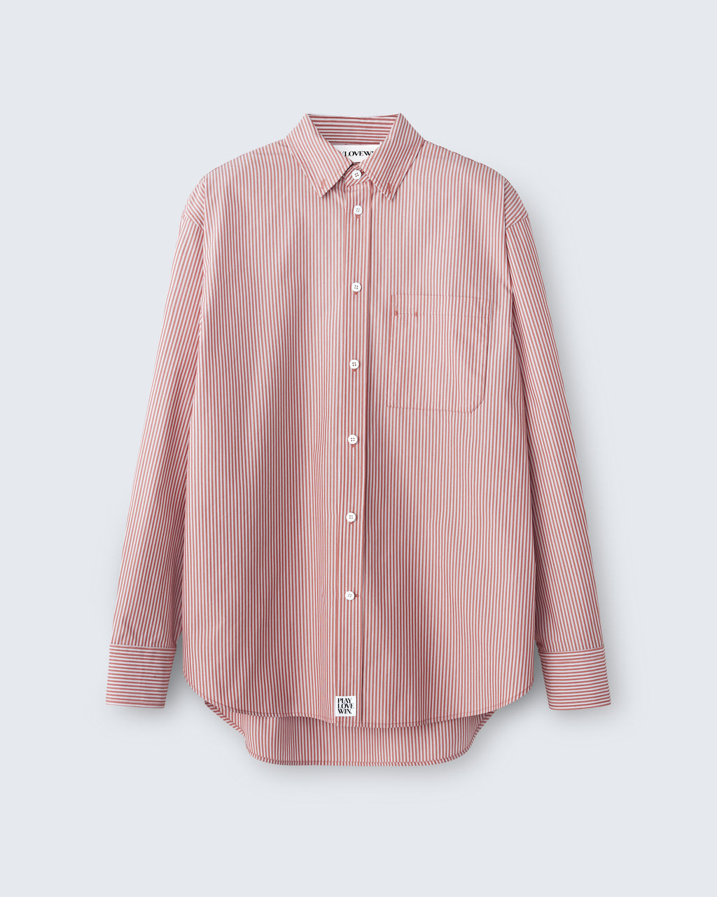 Ruba - Striped Cotton Poplin in Red Stripe - flat shot