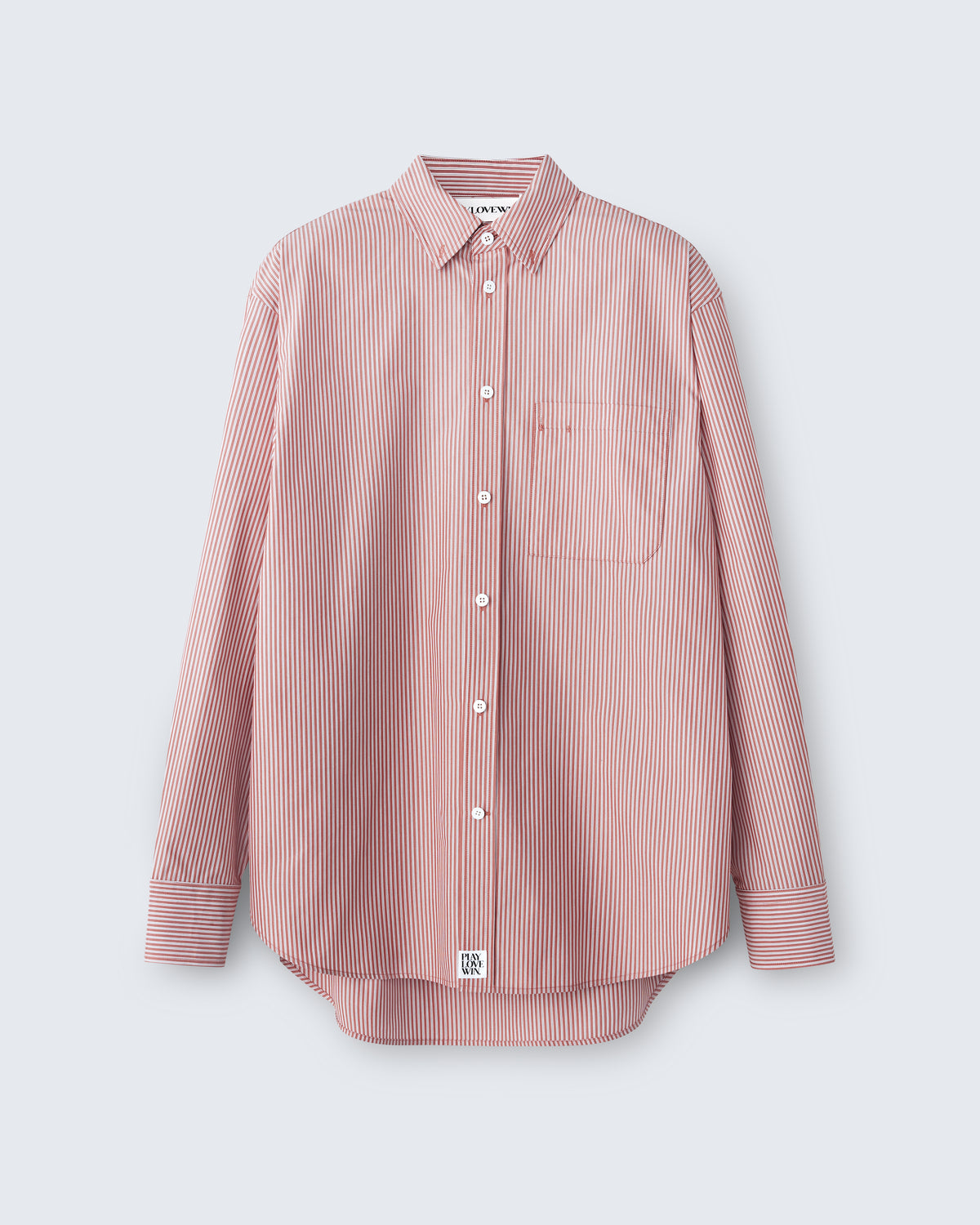 Ruba - Striped Cotton Poplin in Red Stripe - flat shot