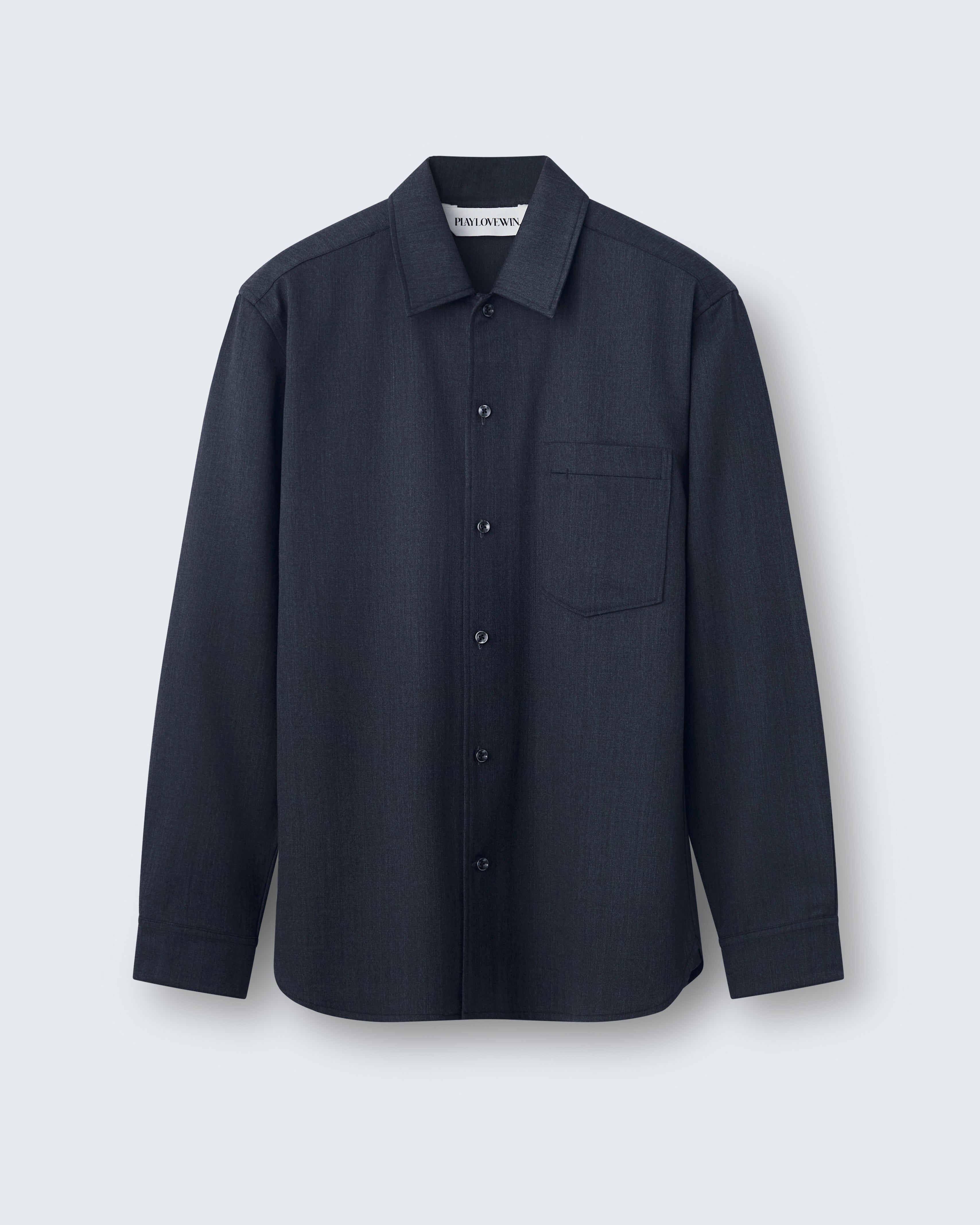 Sam - Wool Gabardine in Charcoal Grey - flat shot