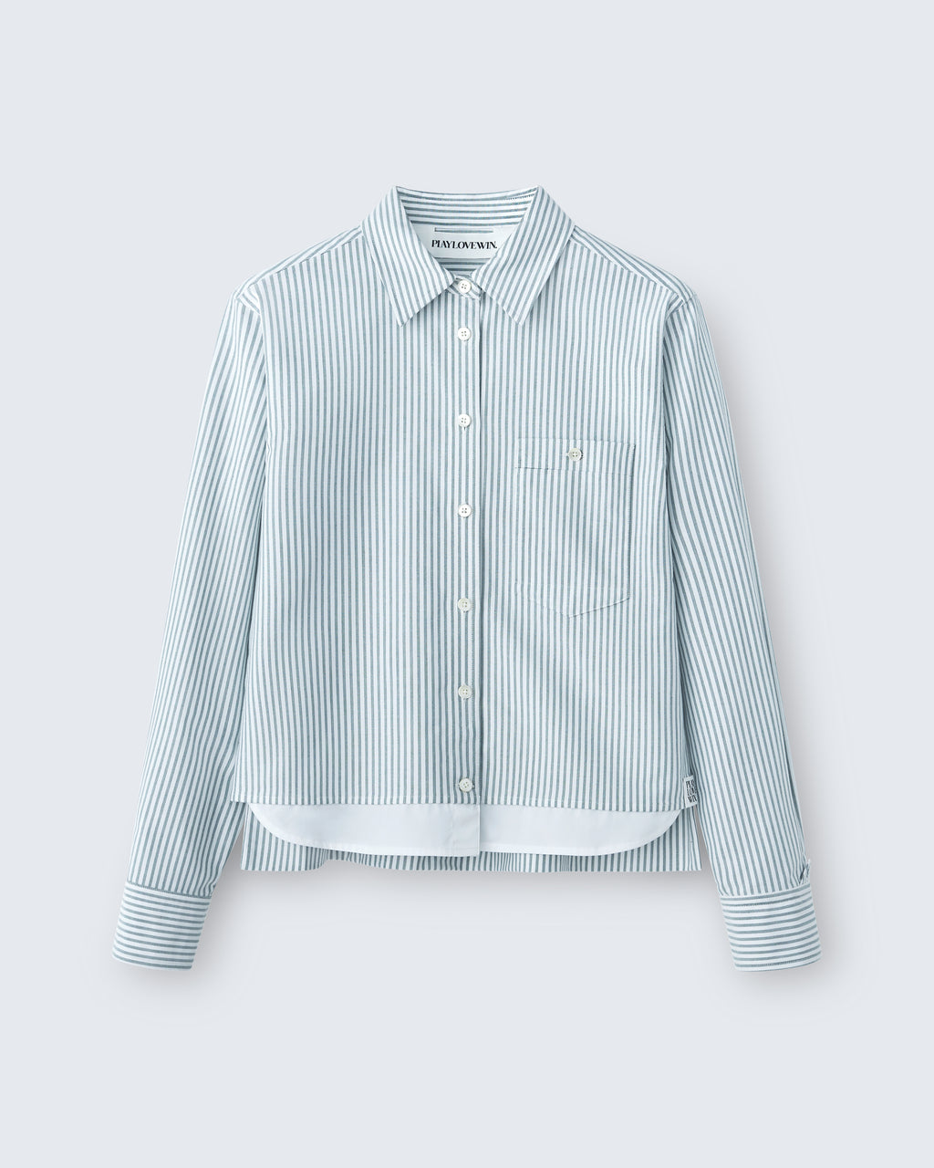 Sophie - High Twist Oxford in Green Stripe - flat shot