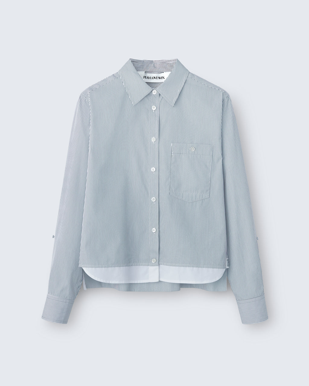 Sophie - Striped Cotton Poplin in Ivory Stripe - flat shot