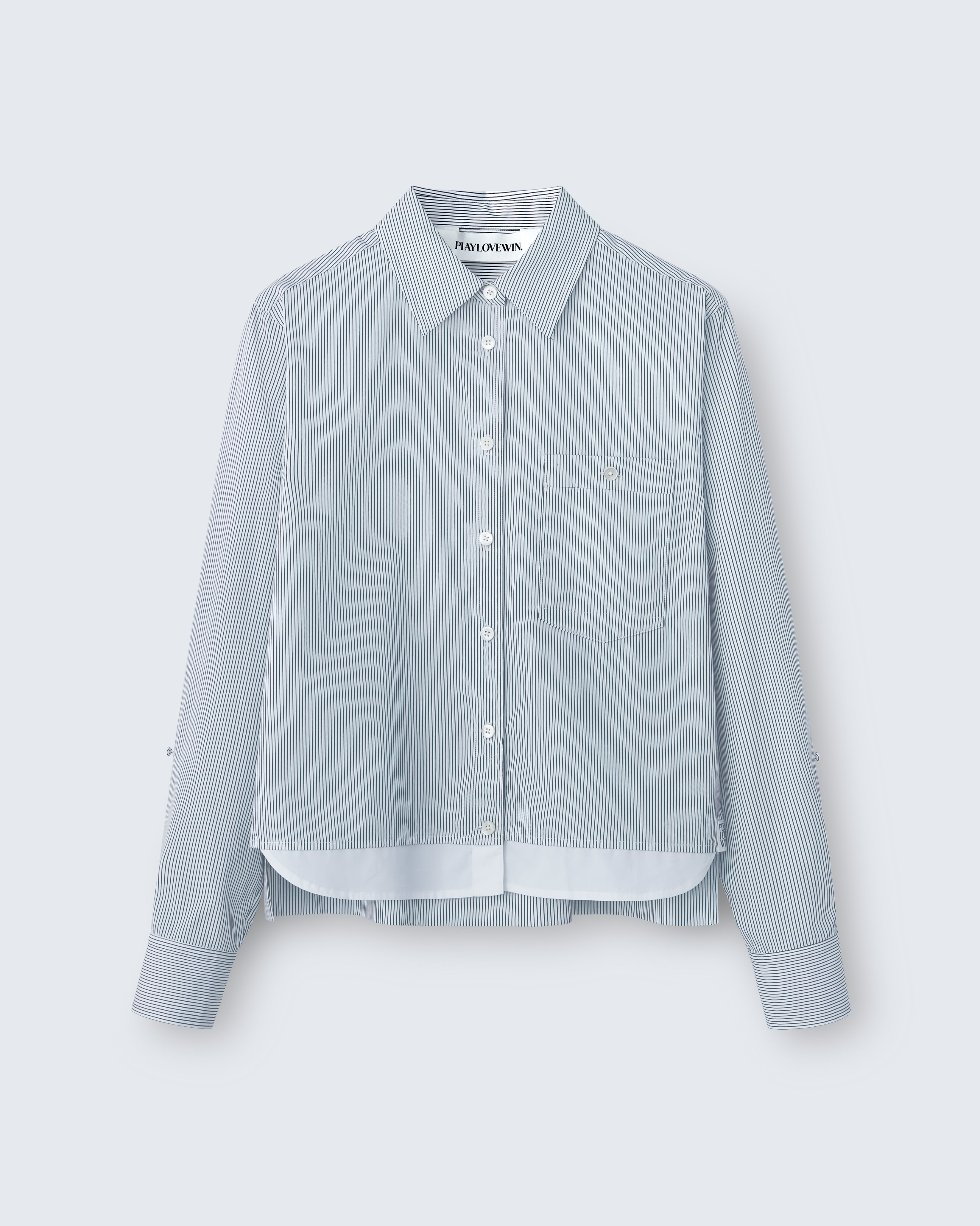 Sophie - Striped Cotton Poplin in Ivory Stripe - flat shot