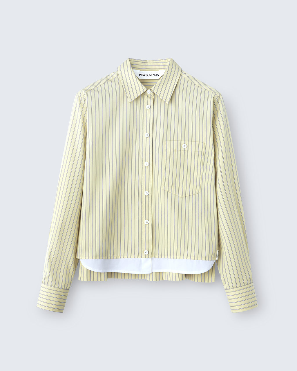 Sophie - Striped Cotton Poplin in Yellow Stripe - flat shot