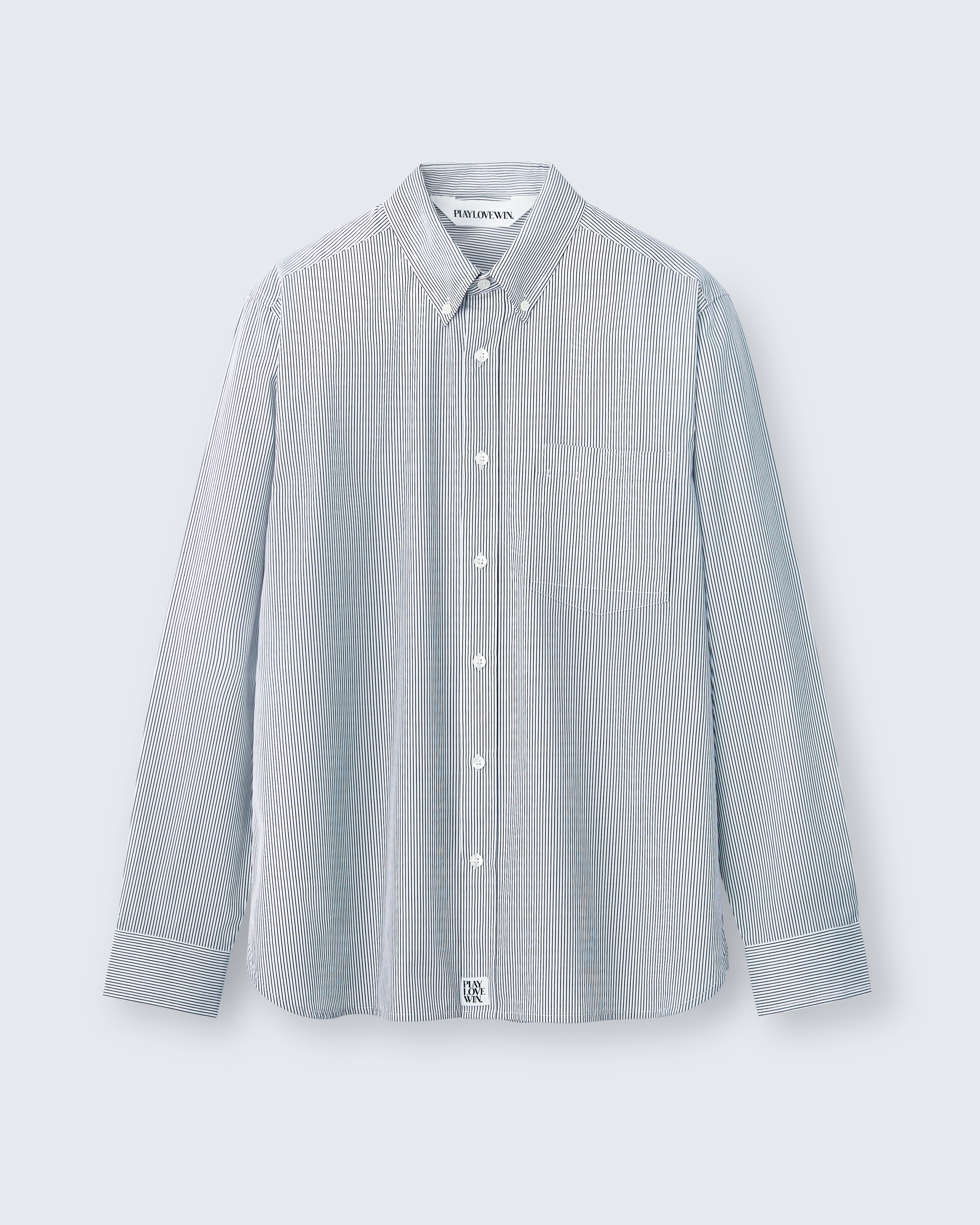 Spencer - Striped Cotton Poplin in Ivory Stripe - flat shot