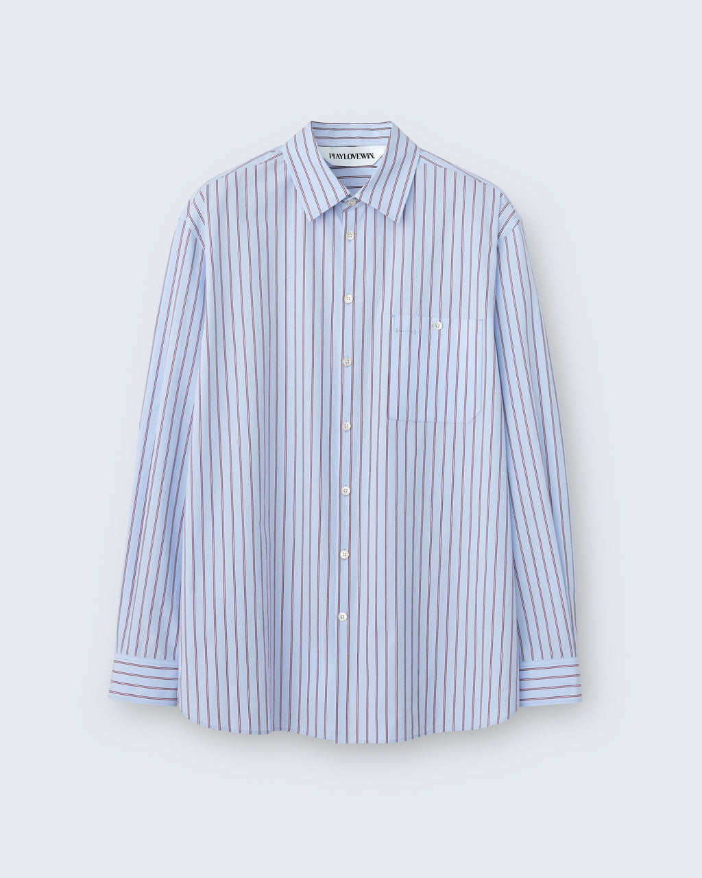 Walter - Cotton Broadcloth in Light Blue Stripe - flat shot