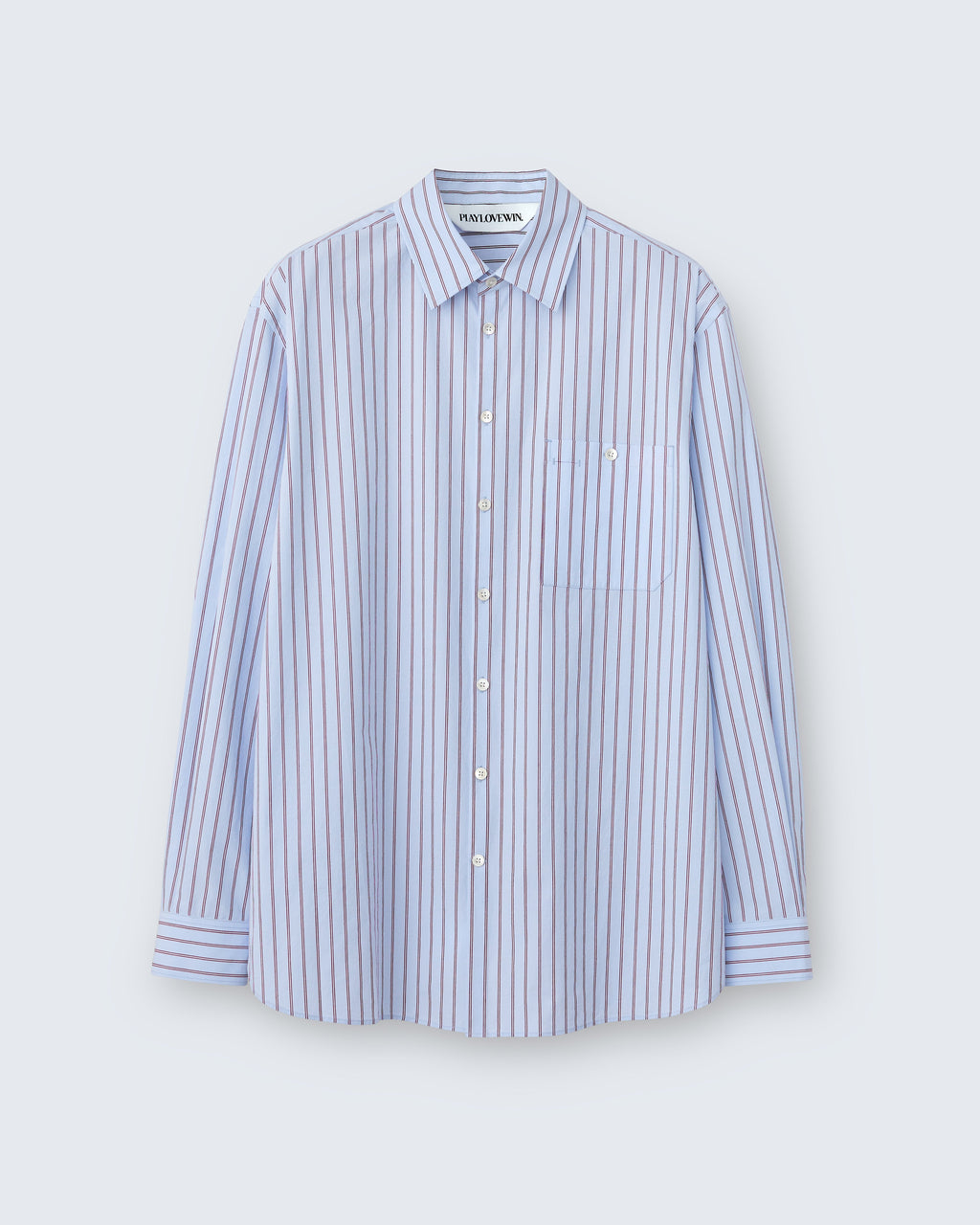 Walter - Cotton Broadcloth in Light Blue Stripe - flat shot