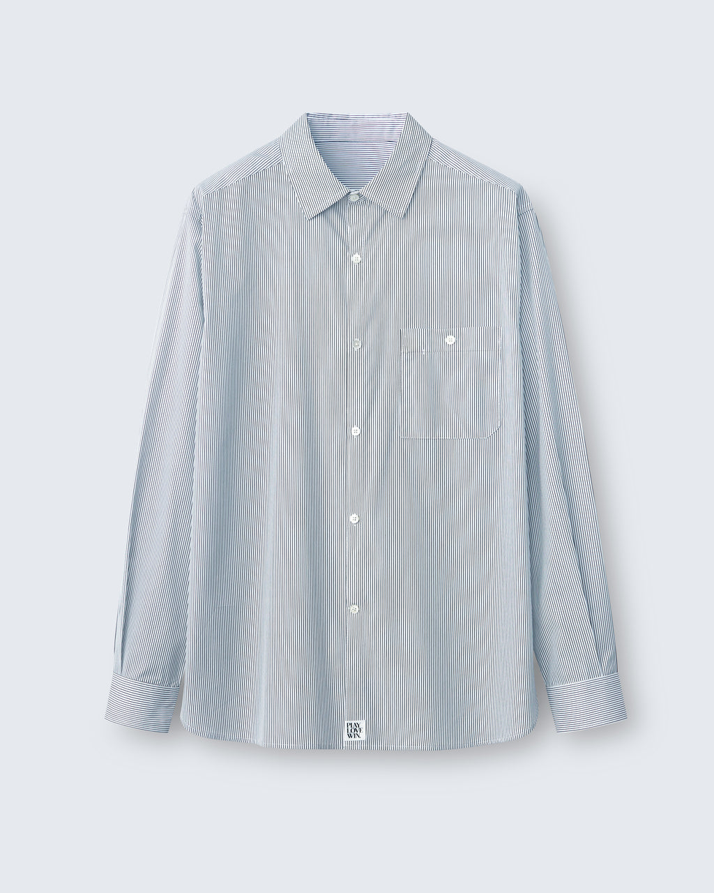 Walter - Striped Cotton Poplin in Ivory Stripe - flat shot