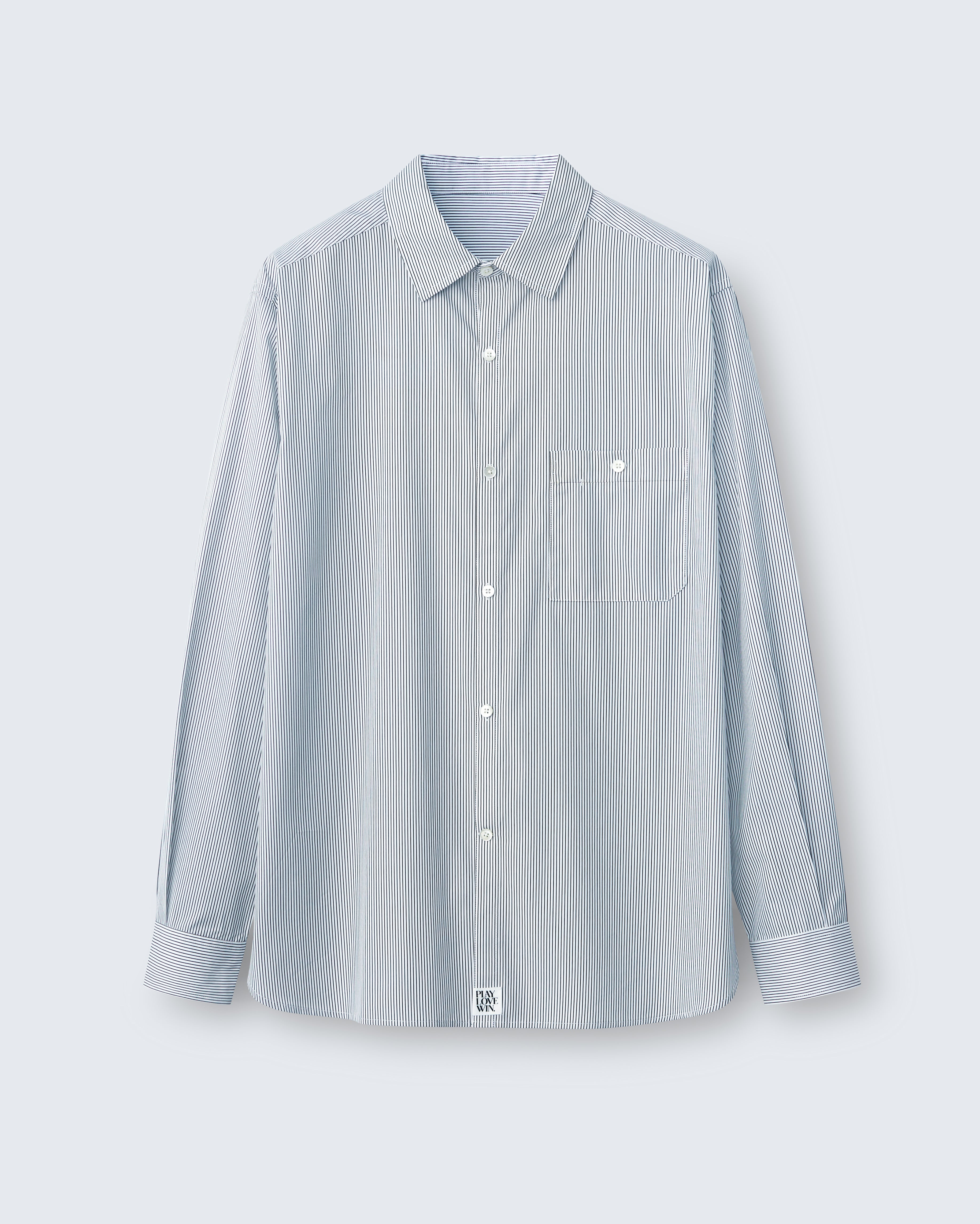Walter - Striped Cotton Poplin in Ivory Stripe - flat shot