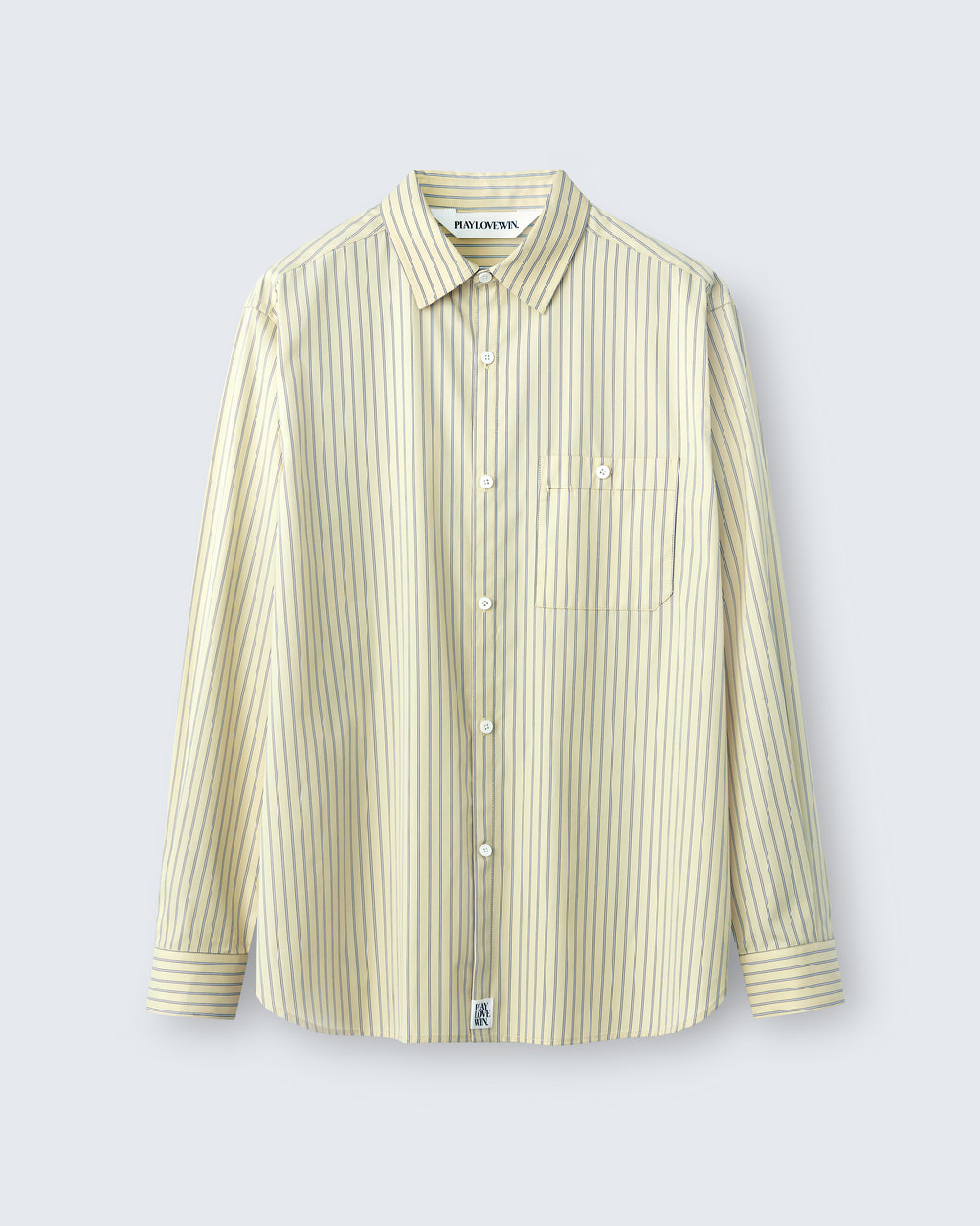 Walter - Striped Cotton Poplin in Yellow Stripe - flat shot