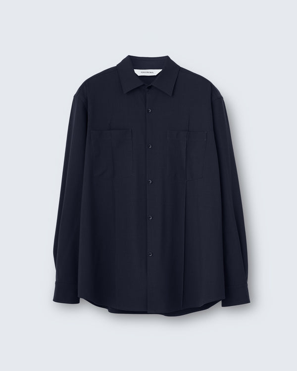 William - Wool Poplin in Black - flat shot