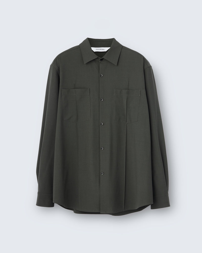 William - Wool Poplin in Forest Green - flat shot