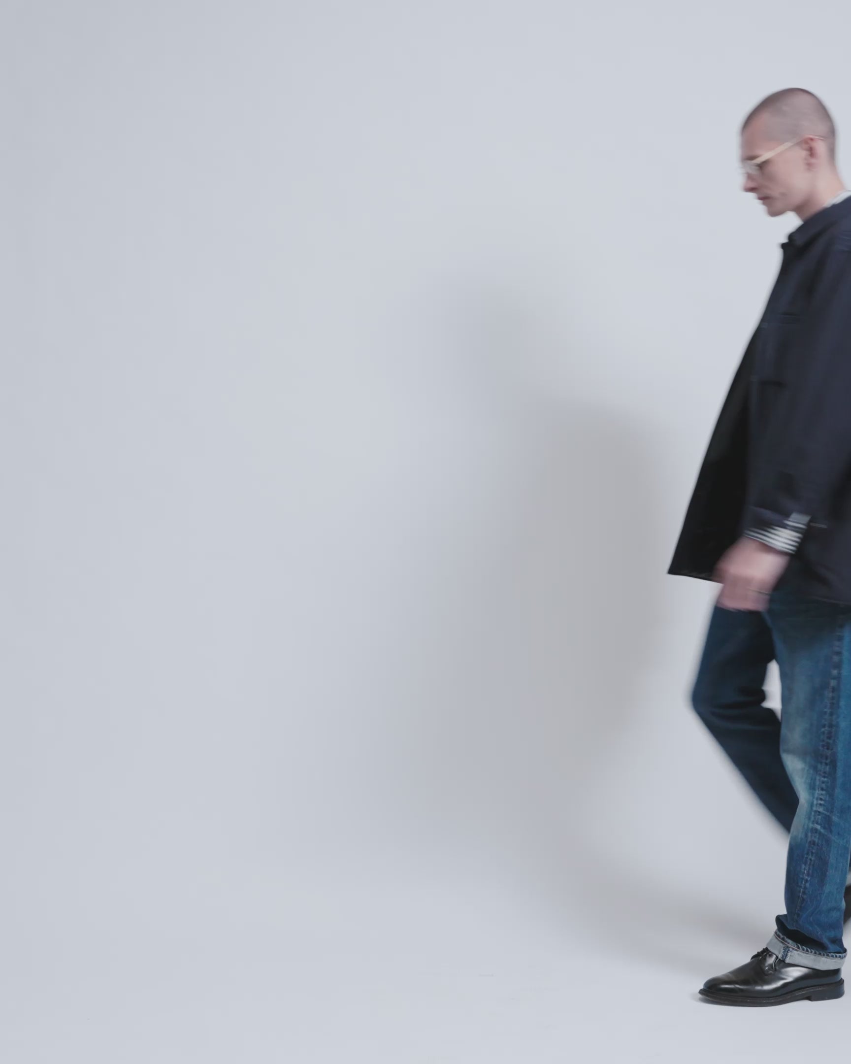 Johnson - Technical Wool Gabardine in Navy stripe - video